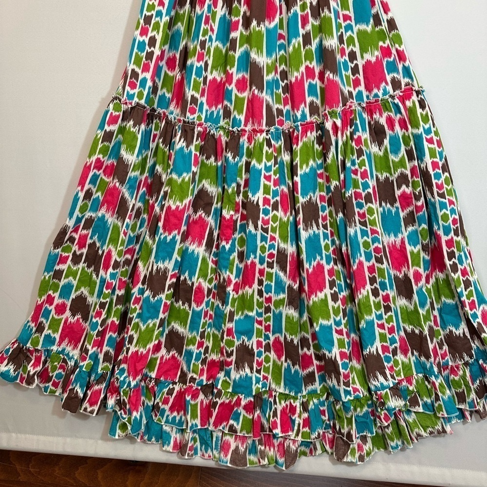 Apollo Womens Size M Halter Maxi Dress Tiered 100% Cotton Backless Tie Neck Boho - Picture 4 of 14